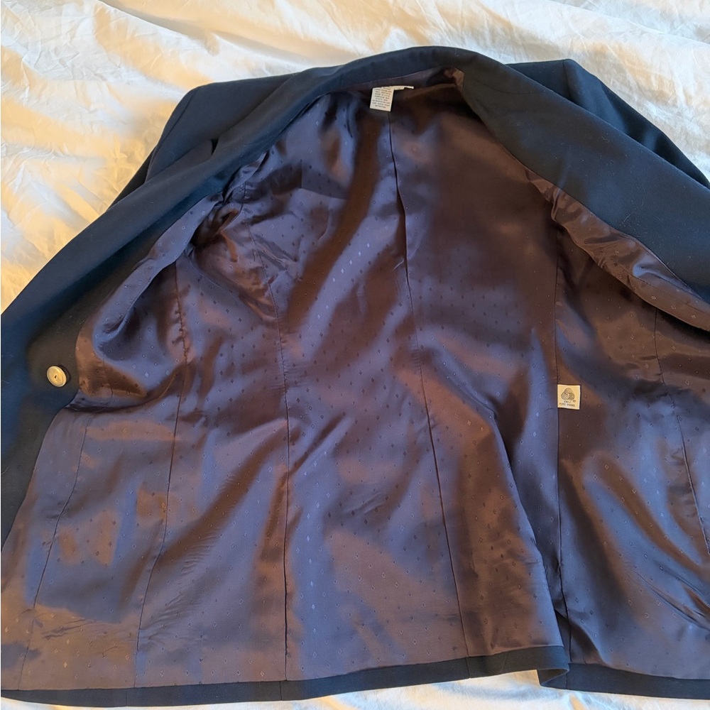 Talbots Blazer Womens 4 Navy Blue 100% Wool Double Breasted Lined Gold Buttons - Picture 4 of 5
